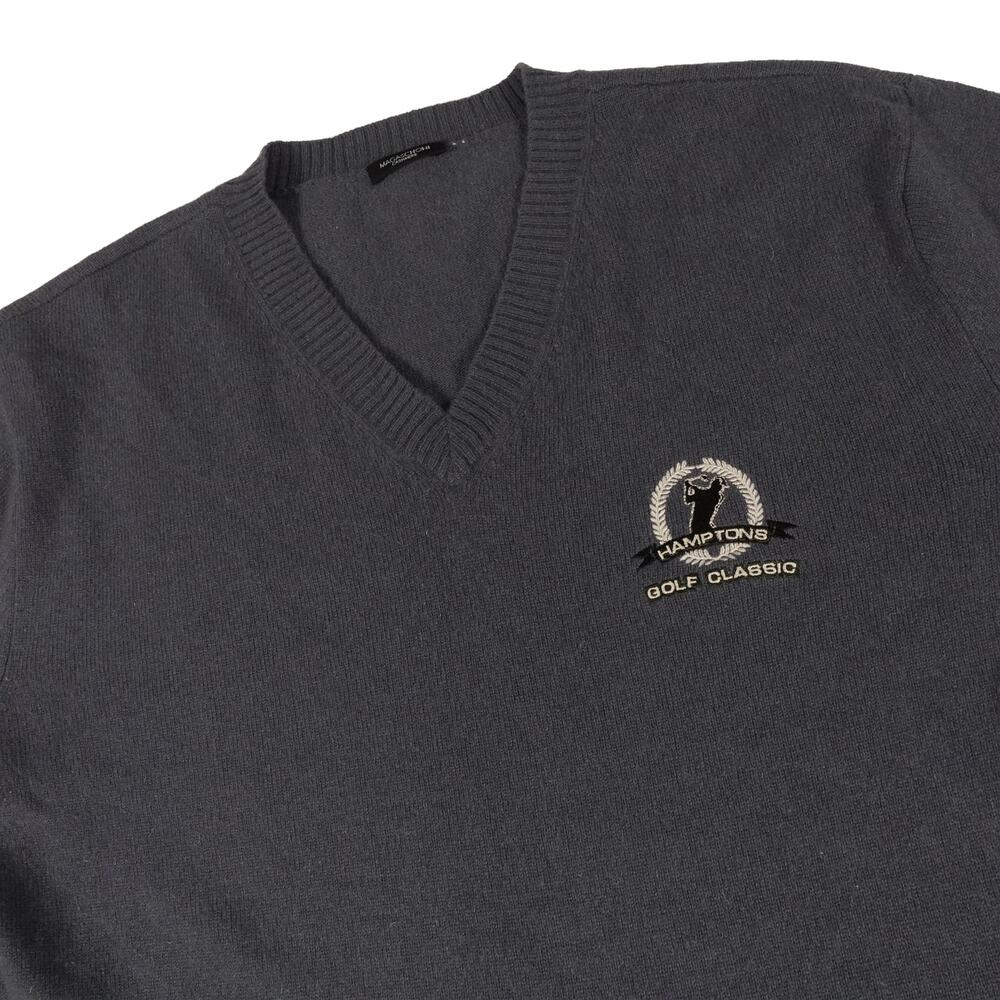 Hamptons Golf Classic Magaschoni Cashmere V Neck Gray Sweater Men's Medium